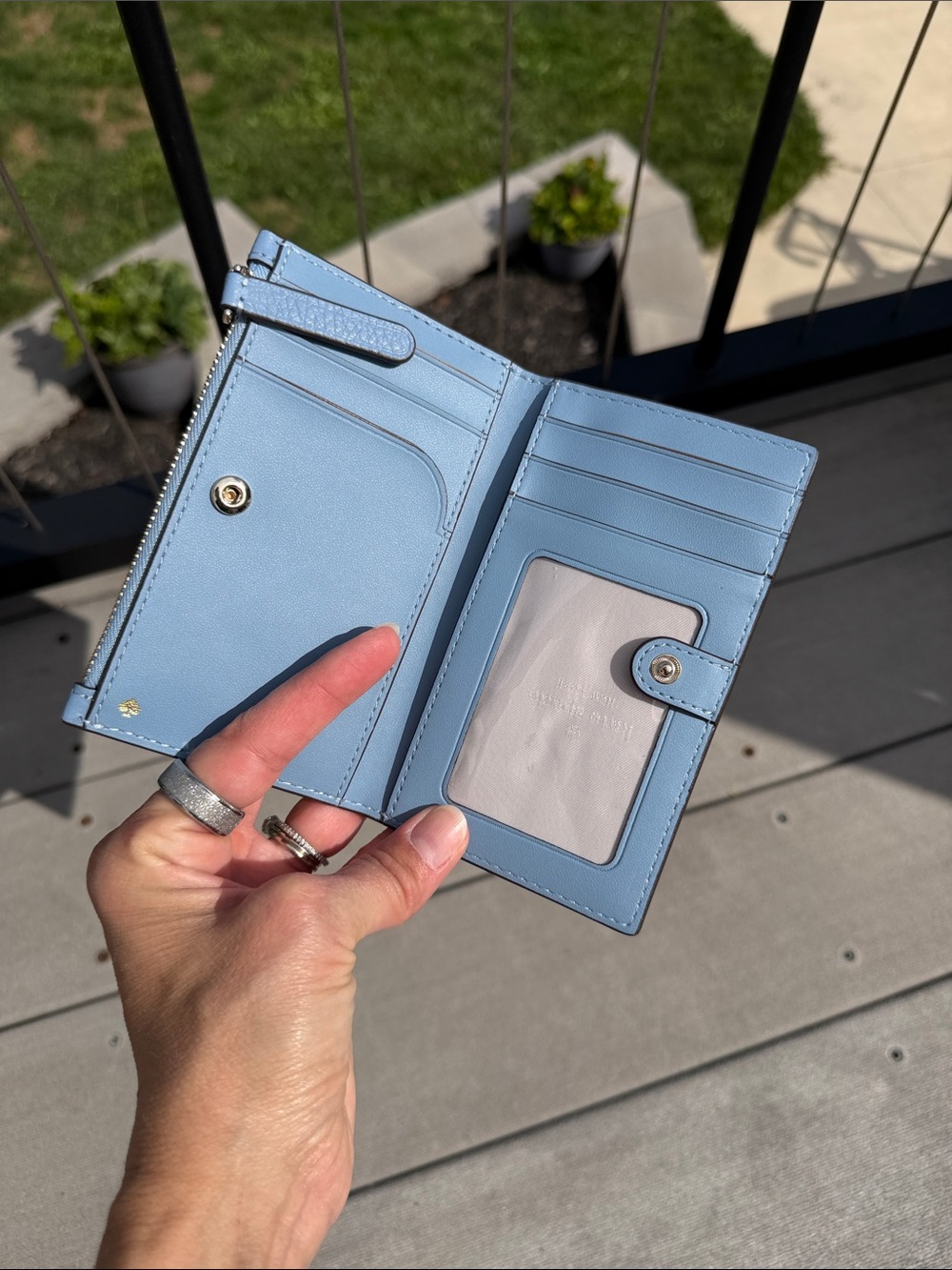kate spade NWOT Light Blue Leather Zip Card Wallet - Picture 5 of 5